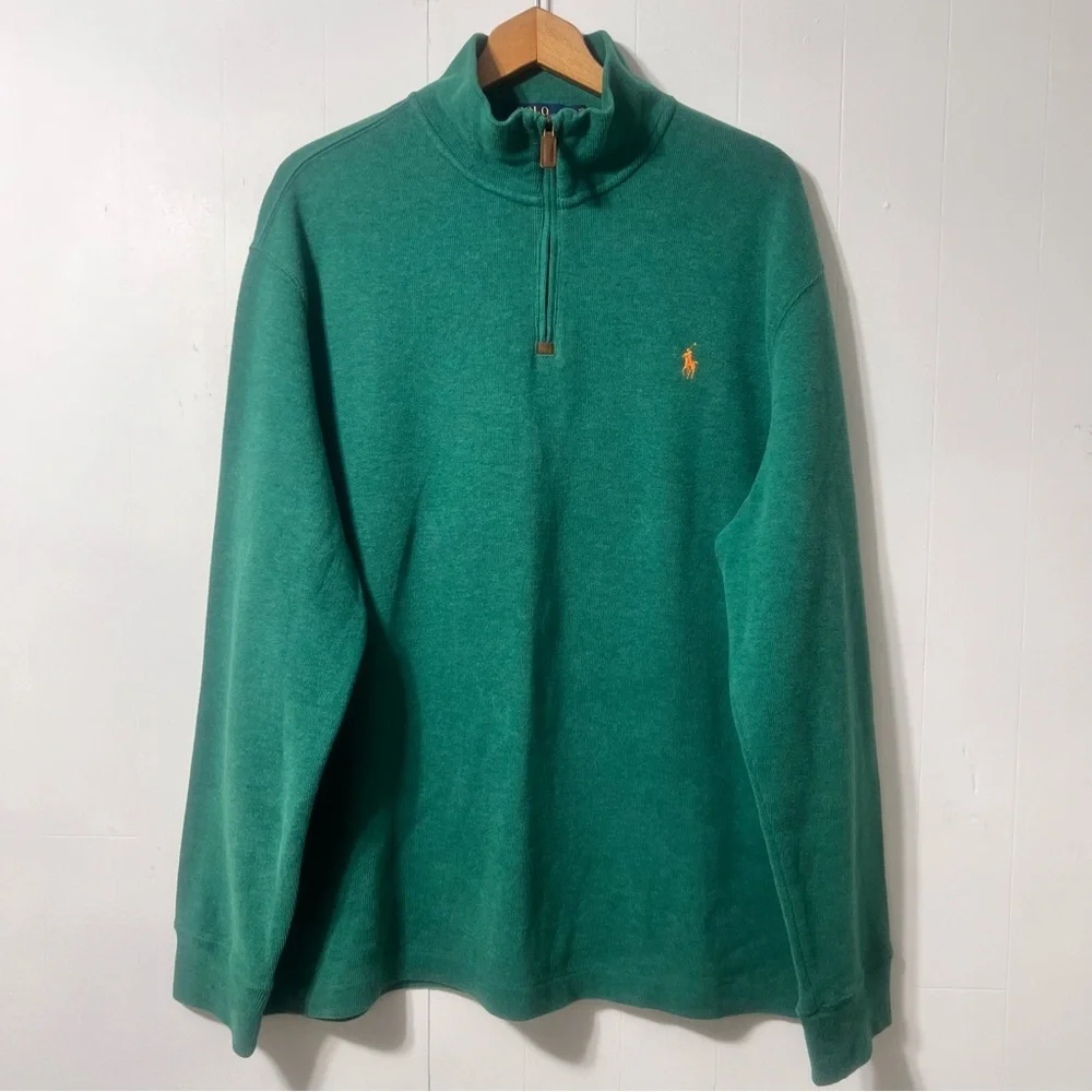 Polo Ralph Lauren French Ribbed Half Zip Sweater Preppy Casual Classic Size XL